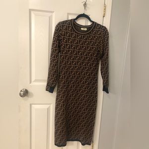 Fendi/FF Zucca Brown Knit Dress
